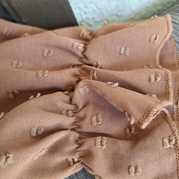 Shein Curve SzOXL Robin Hood Blouse Earth Brn Long Sleeves Dbl Ruffle Yoke/Cuffs - Picture 8 of 12